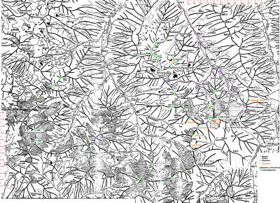 Хребтовка - схематическое изображения горных массивов района Архыз